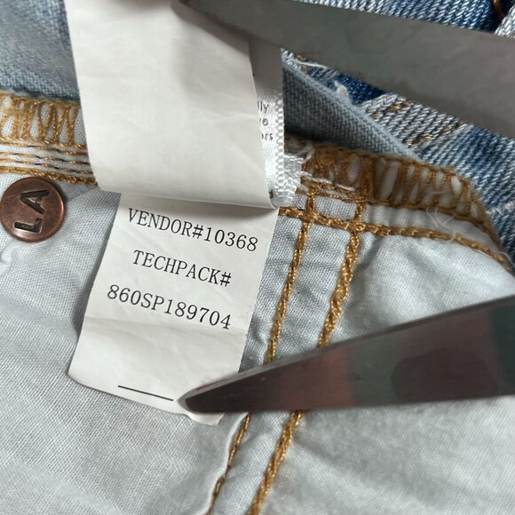 PacSun Womens Blue Jeans Size 24 x 23 Mom Jean Raw Hem Light Wash Two Tone Denim - Picture 10 of 13